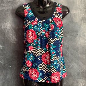 Candie’s Zig-Zag and Floral Printed Top